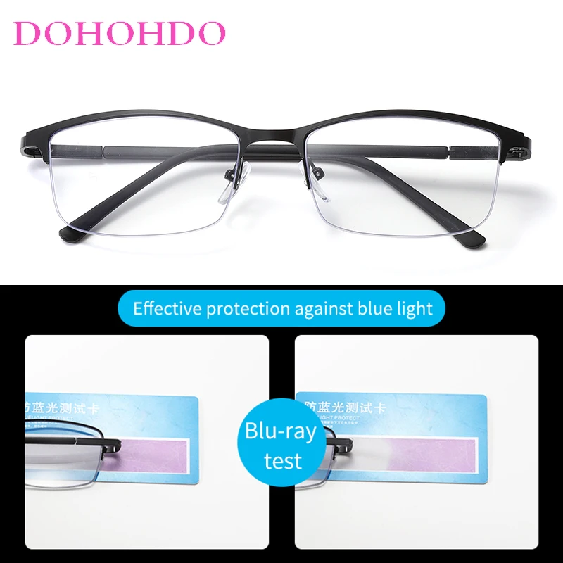 Ultra-Light Blue Light Blocking Reading Glasses for Men and Women - Metal Frame, Anti-Glare, Anti-Radiation Computer Eyewear