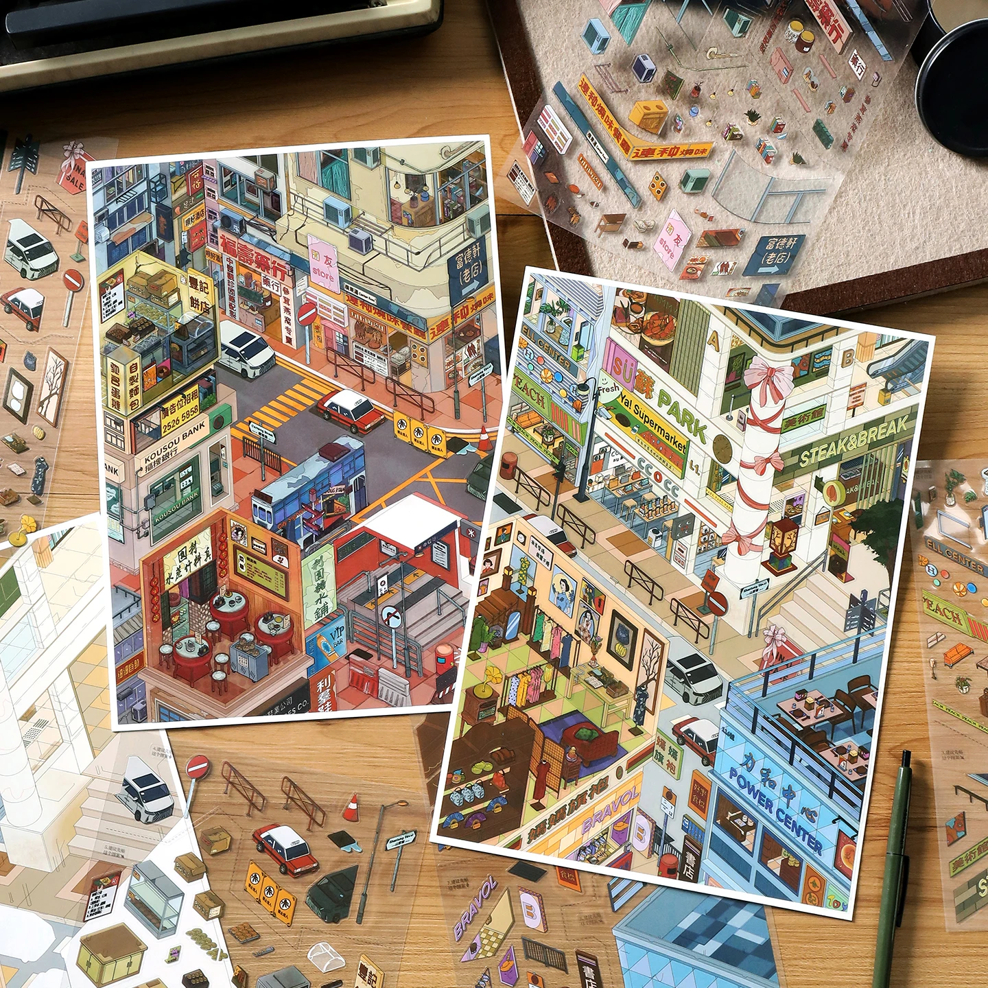 Kawaii 3D Interior Landscape Sticker for Scrapbooking and Crafting