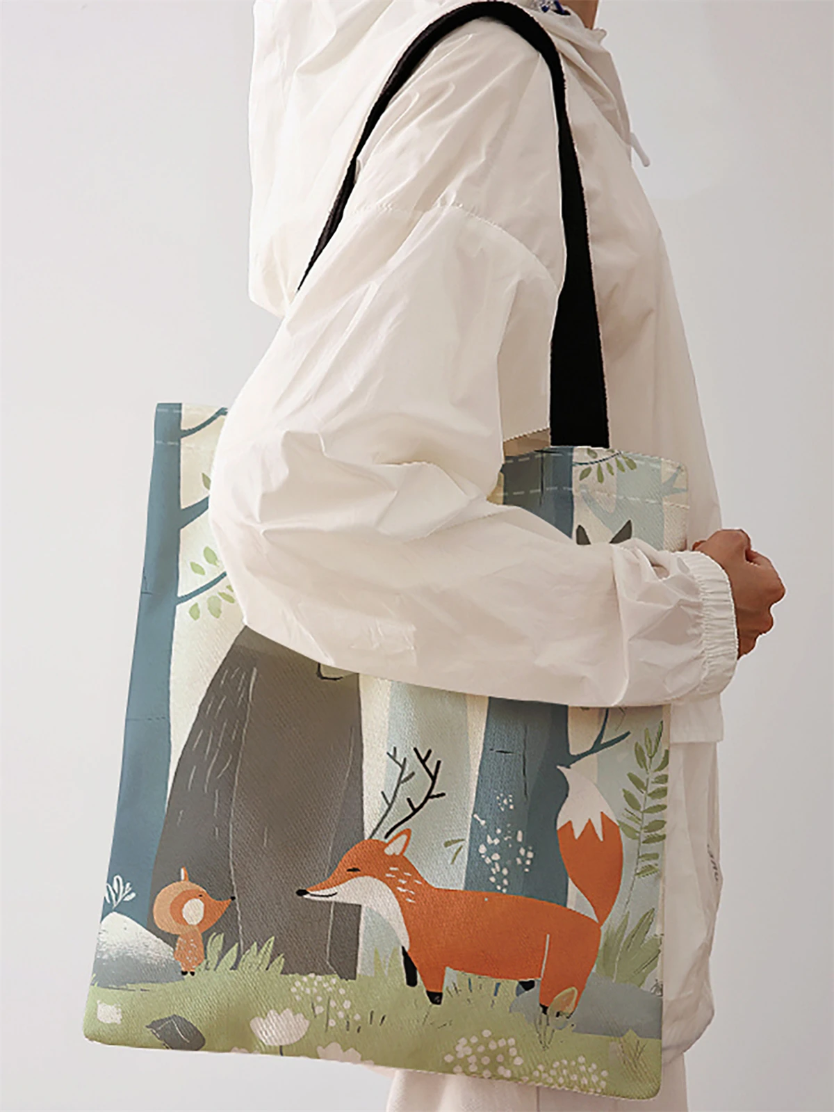 Animal pattern printed casual handbag, reusable fashionable backpack, multifunctional handbag, canvas shopping bag