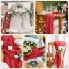 1.8/3/4M Christmas Red Table Runner Polyester Cheesecloth Valentine Long Decorations Wedding Party Banquets Bridal Baby Shower 6