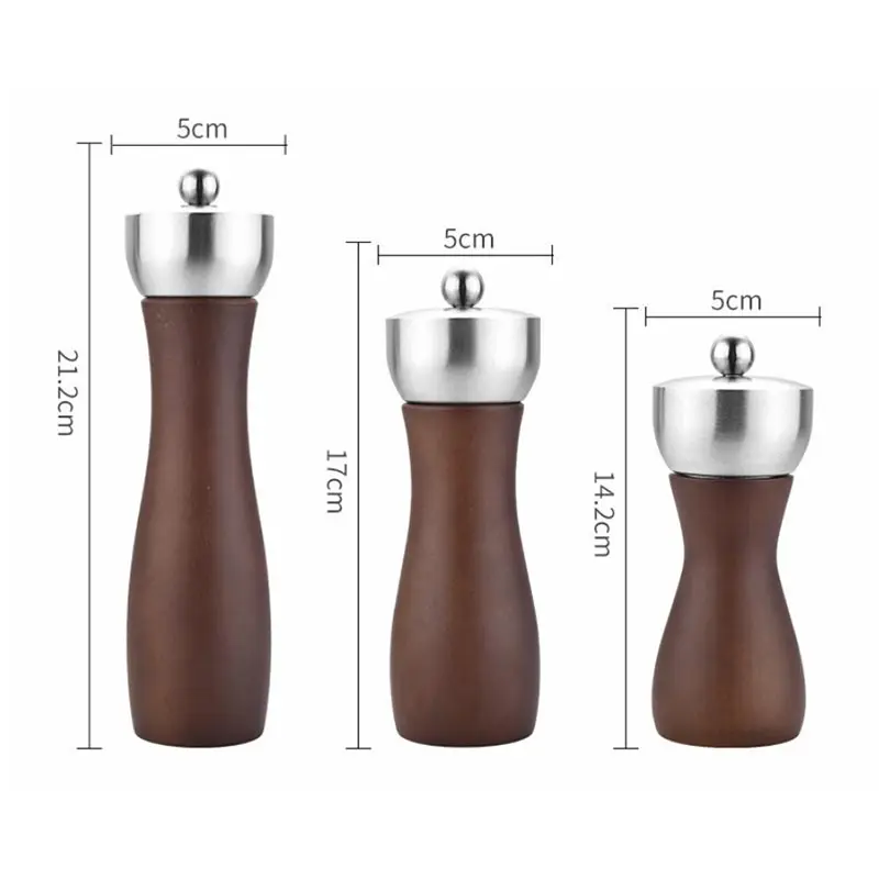 5/6/8Inch Solid Wood Pepper Grinder Hand Crank Grinder Sea Salt Pepper Shakers Spice Mill Kitchen Seasoning Tool