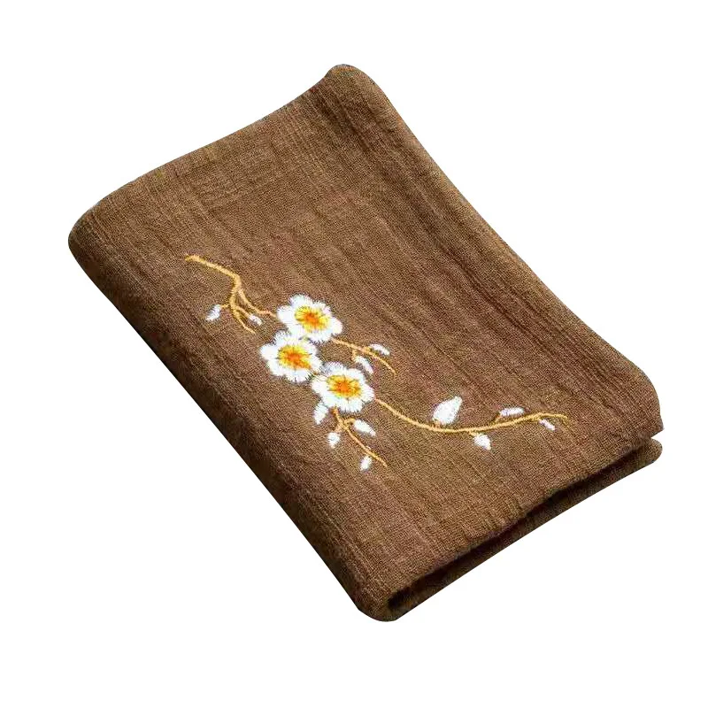 Chinese Style Plum Blossom Tea Towel, Cotton and Linen Absorbent Tea Cloth, Chinese Style Zen Tea Ceremony 27X19CM