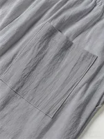 Pantalon décontracté pour homme en coton et lin, coupe droite, taille élastique avec cordon de serrage, respirant, léger, idéal pour l'été et la plage, avec poches 4