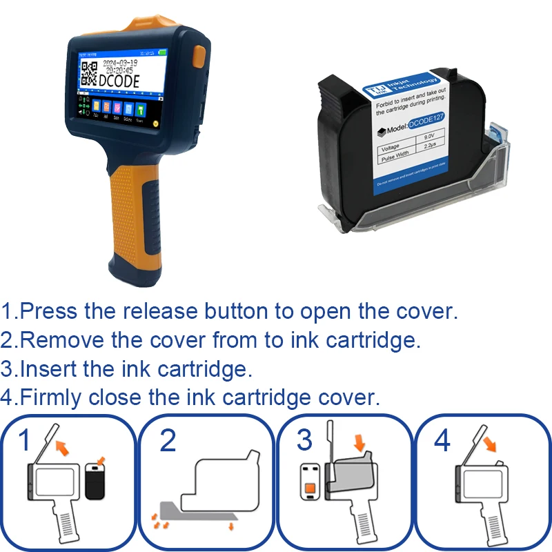 1790PLUS 12.7mm Handheld Printer Text QR Barcode Batch Number Logo Date Label Pr