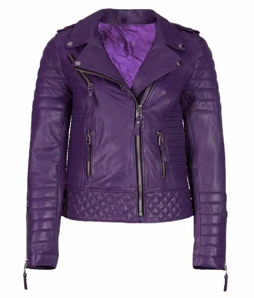 Women Leather Jacket Stylish Quilted Motorcycle Biker Jacket for Women Real Leather Coat