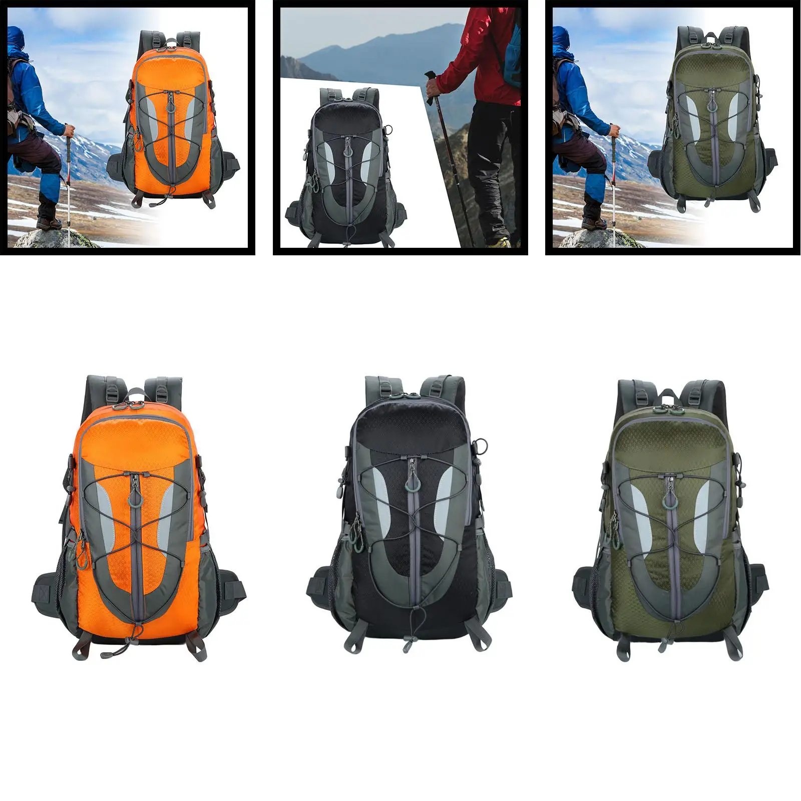 Hiking Backpack Water Resistant Large Capacity Multipurpose Outdoor Daypack for Survival Hunting Cycling Mountaineering Trekking