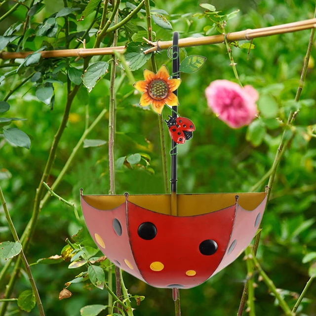 Esernyő Dekoratív Virágcserepek Vas Művészet Falra Szerelt Növényi Fogas Könnyű Felszerelés Lóg Szivárgási Lyukkal A Kerítés Erkélyéhez - Image 3