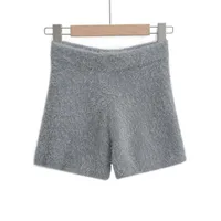 Women's Autumn Winter Faux Mink Hair Shorts Sweet Soft High Waist Slim Hairy Elasticity Shorts Fashion Knitting Homewear Shorts - Image 5