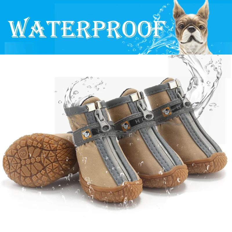 

Pet Dog Shoes Waterproof Wearable For Pets PVC Soles Dog Boots With Zipper Perfect for Small Medium Large Dog More Comfortable