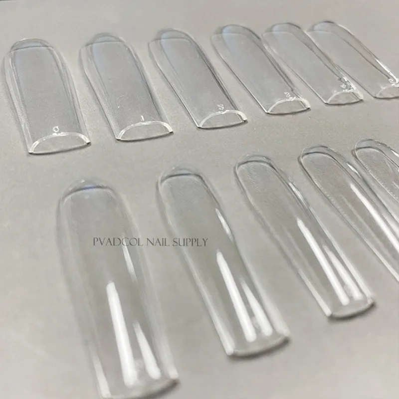 XXL Clear Square Full Cover Press On False Nail Tips Extra Long Nails Straight Shape False Tips UV Gel Manicure Tool Fake Finger