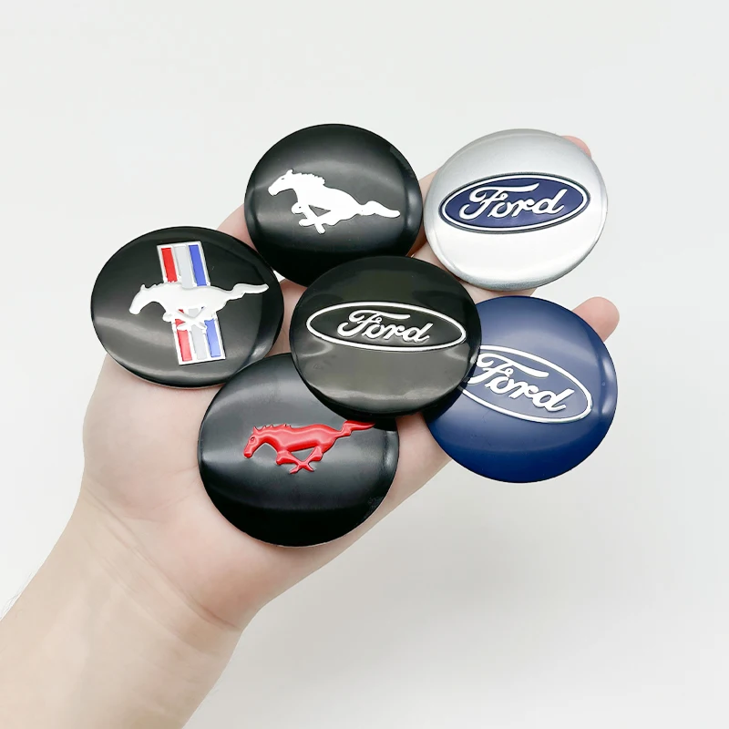 4개입 3D 56mm 허브 커버 센터 스티커 60mm 포드 로고 휠 센터 허브 커버 자동차 림 고정 방진 배지 커버 스티커