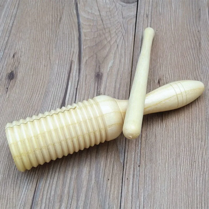 Wooden Crow Sounder Threaded Children's Orff Percussion Instrument, Early Education Teaching Aids, Kindergarten, 7-14 Years Old