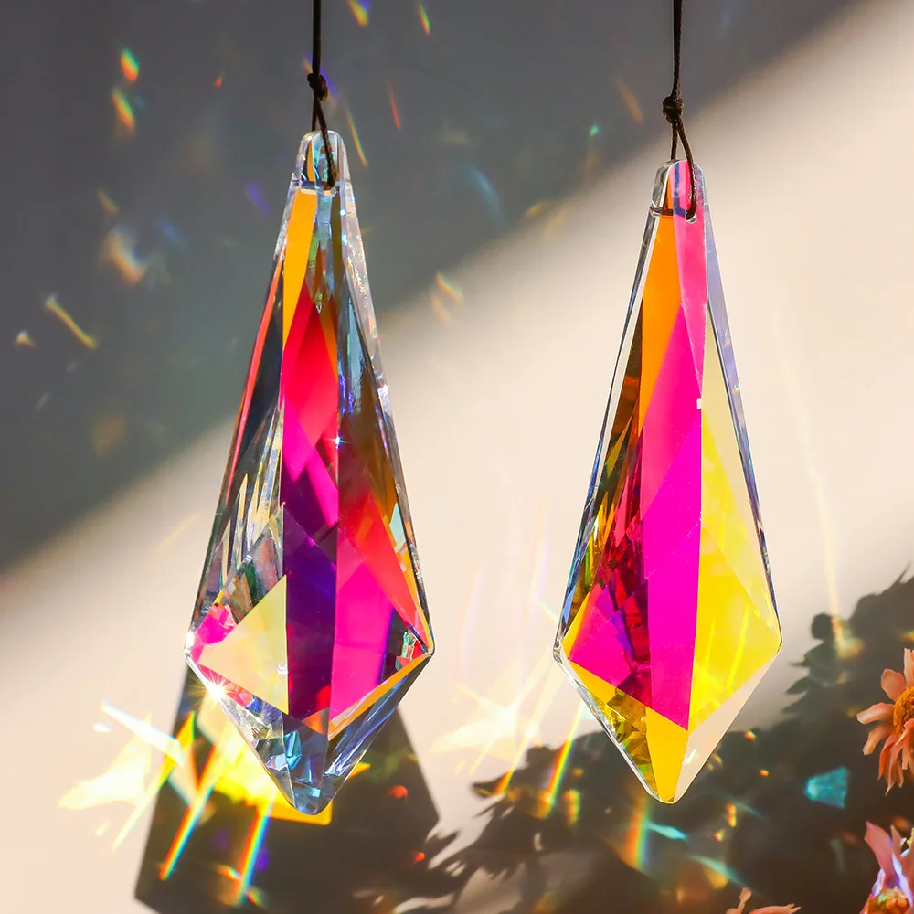 120mm AB Colorful Crystal Suncatcher Glass Prism Sunshine Catcher Garden Window Hanging Pendant Rainbow Maker Craft Home Decor Sun Catcher Sun Catchers Window Ornament
