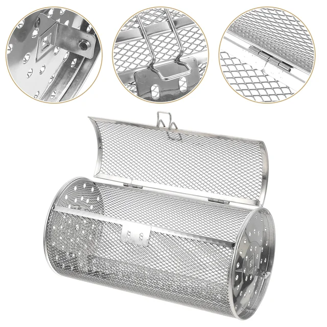 Kosárrács Rotisserie Acél Rozsdamentes Ketrec Sütő Grillezés Bbq Drum Air Rolling Kosarak Ketrecek Forgó Sütés - Image 2