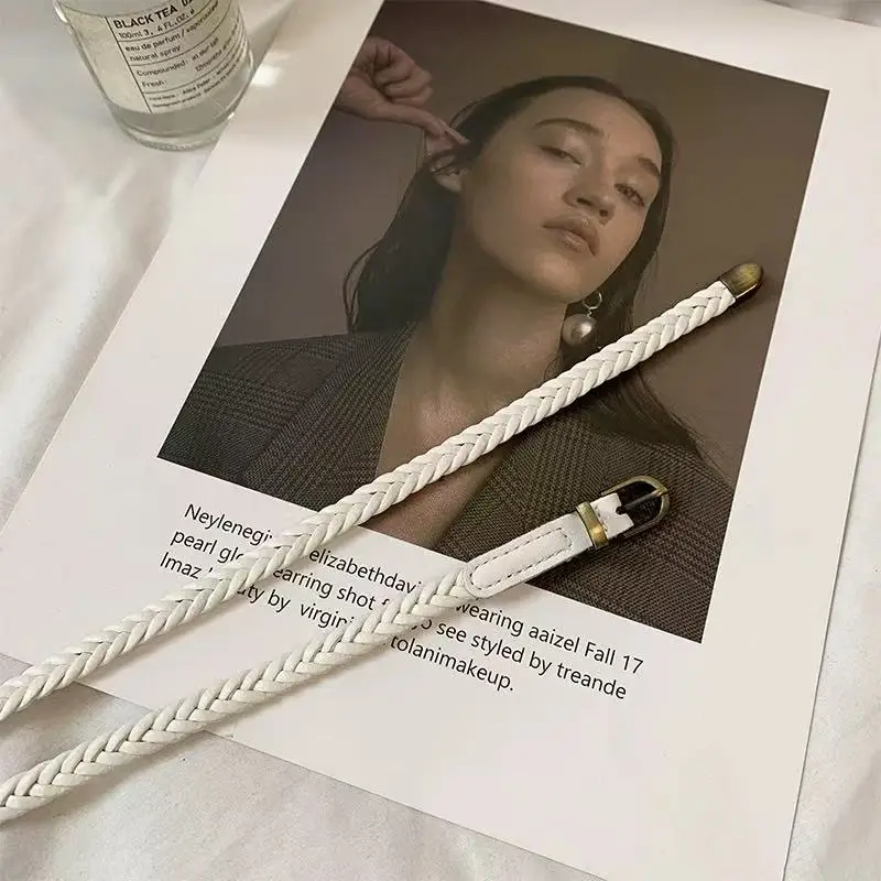 Koreanischer gewebter Gürtel für Damen mit einem Frack, um die Taille zu akzentuieren; einfache und vielseitige Dekoration mit einem dünnen Gürtel in der S – Detail 7