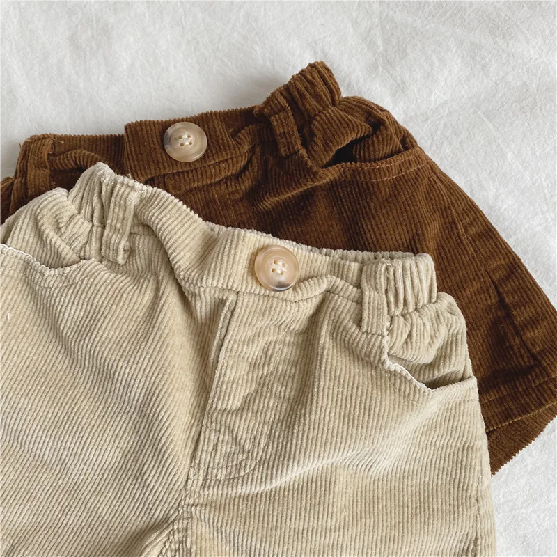 deer jonmi Autumn Korean Style Unisex Children Corduroy Shorts Solid Color Toddlers Kids Casual Shorts