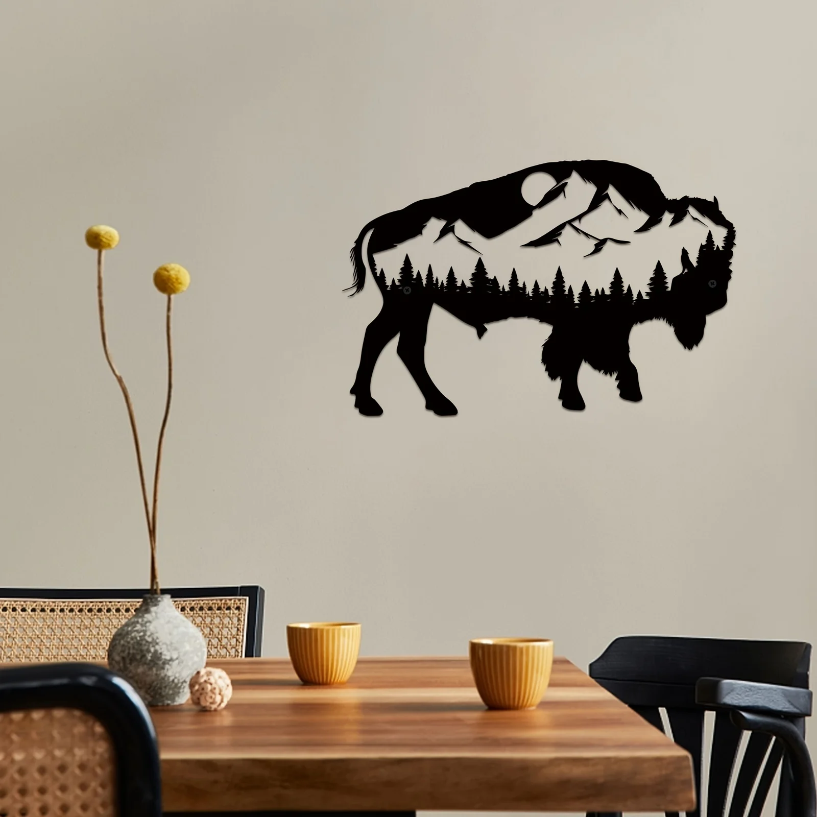

Wild Cow Metal Wall Art Decor, Wildlife Sign Ornament, Bedroom Living Room Garden Farmhouse Wall Decor, Halloween Room Decor