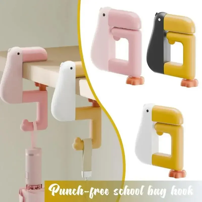 1Pcs Thinking Duck Schoolbag Hook Portable Hook No Drilling Under Desk Backpack Hanger for Home Desk Office Supplies