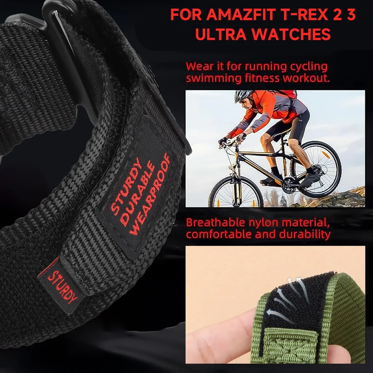 Nylon Loop Strap Watch Band for Smartwatch Sports Bracelet