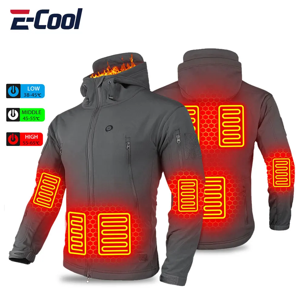 

Winter Jacket Hooded Heated Jacket USB Electric Heating Jackets Camping Warm Winter Coat Heated Clothes M-4XL