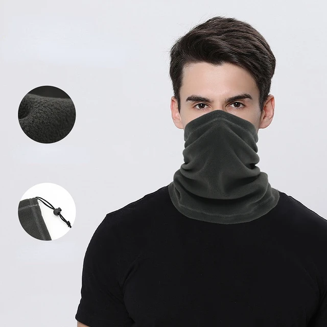 Fleece Neck Buff Male Bandana Winter Windproof Scarves Soft Cycling Hiking Half Mask Neck Warmer Gaiter Snowboard Bandana Ski Dark Grey