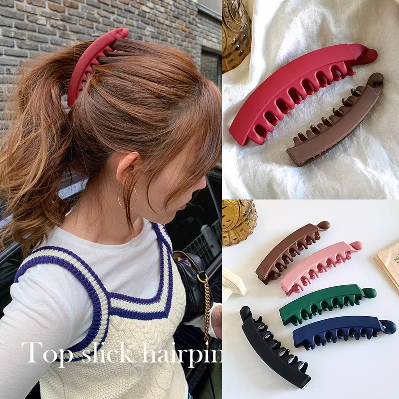 Korean Style Top Slick Acrylic Banana Shaped Hair Claw Double Size Crab Clip Hair Clamp Hairpin For Women Hold The Hair Easily тендер fila slick 1sm00564d 422