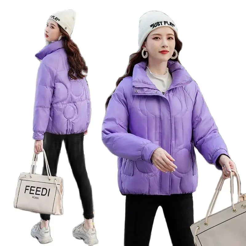 

Женский пуховик на молнии, модная свободная короткая куртка с воротником-стойкой и хлопковой подкладкой, 2023