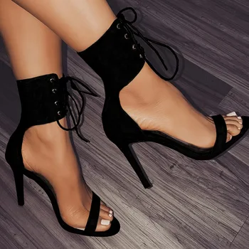 Fashion Summer New Sexy Pointed Strap Ladies High Heels Stiletto Elegant Party Dance Lace-up Gladiator Open-toed Ladies Sandals