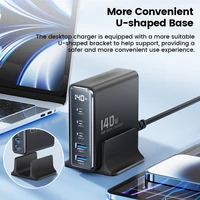 Toocki 140W GaN Charger Desktop USB Charging Station 5 USB Ports PD 100W PPS USB Fast Charger For Macbook iPhone Samsung S22 2