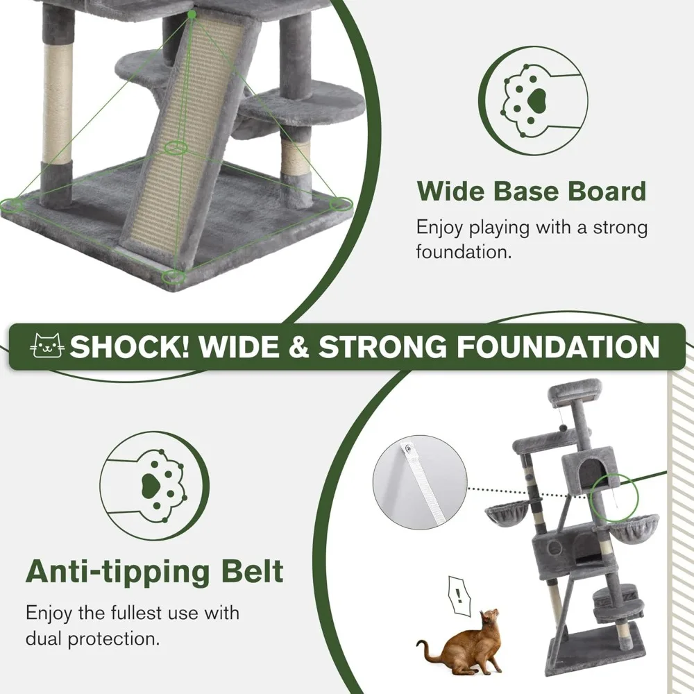66-Inch Multi-Level Large Cat Tree Tower 6
