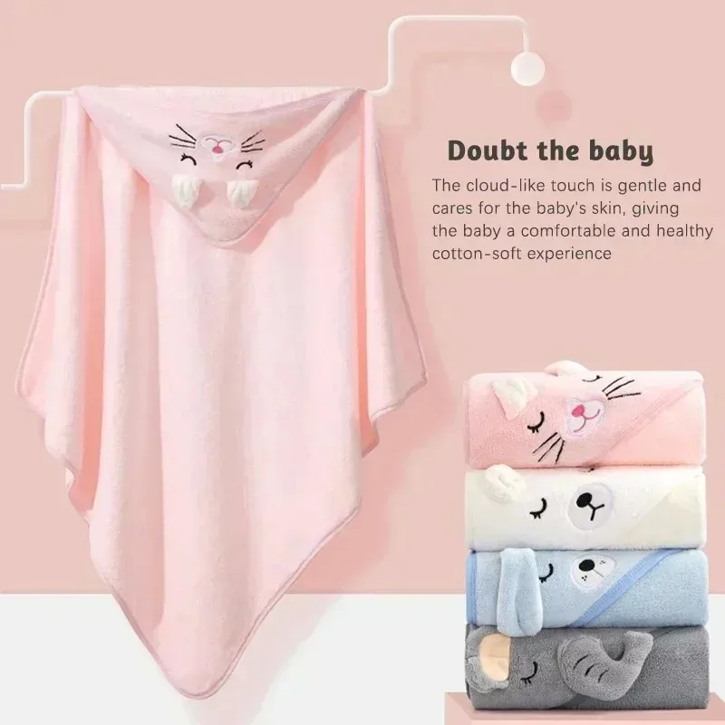 Baby Bath Towel Robe Cartoon Animal Baby Bath Towel Newborn Wrap Blanket Absorbent Baby Bathrobe Hooded