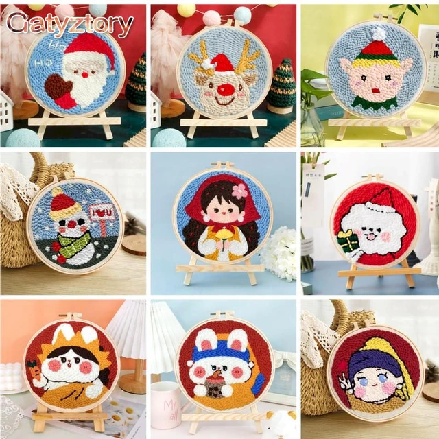 Punch Needle Christmas Children  Diy Punch Needle Embroidery Kit -  Embroidery Diy - Aliexpress