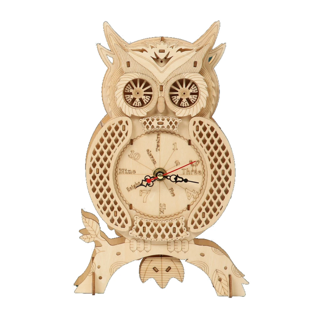 

Laser Cutting Desk Clock 3D Wooden Puzzle Toys DIY Assembly Kits Assemble Building Blocks Models for Adults Decr Animal Shaped