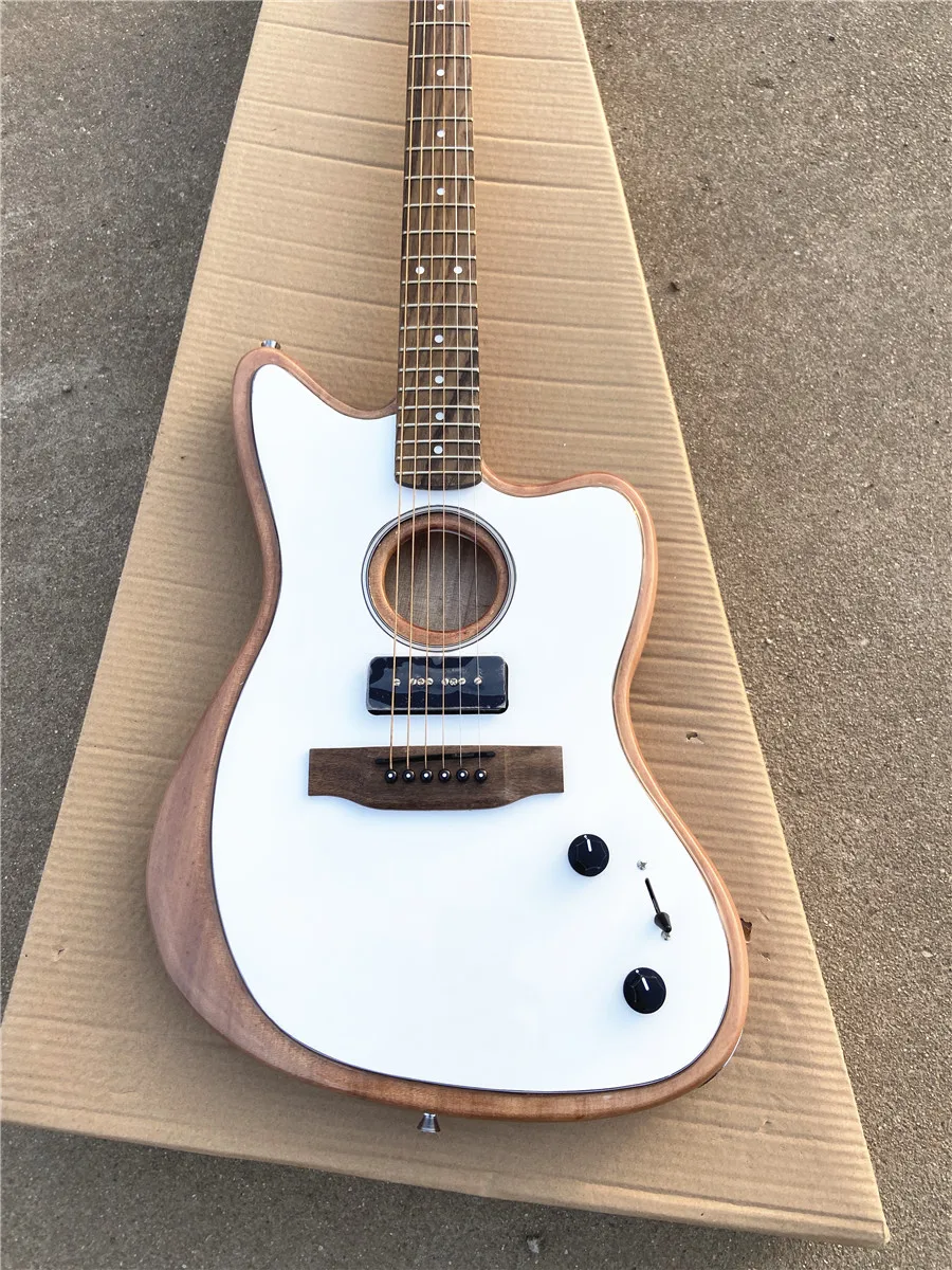 

High quality Jazz half empty heart sound hole electric guitar White face mahogany Rosewood fingerboard Free shipping