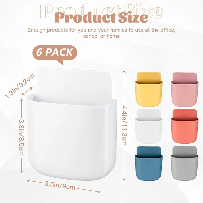 Wall Mounted Storage Box Mobile Phone Plug Holder Stand Rack Remote Control...