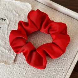 Elegant Retro Satin Red Hair Scrunchie and Headband Set - Fashionable Hair Accessory (Diameter about 10cm)