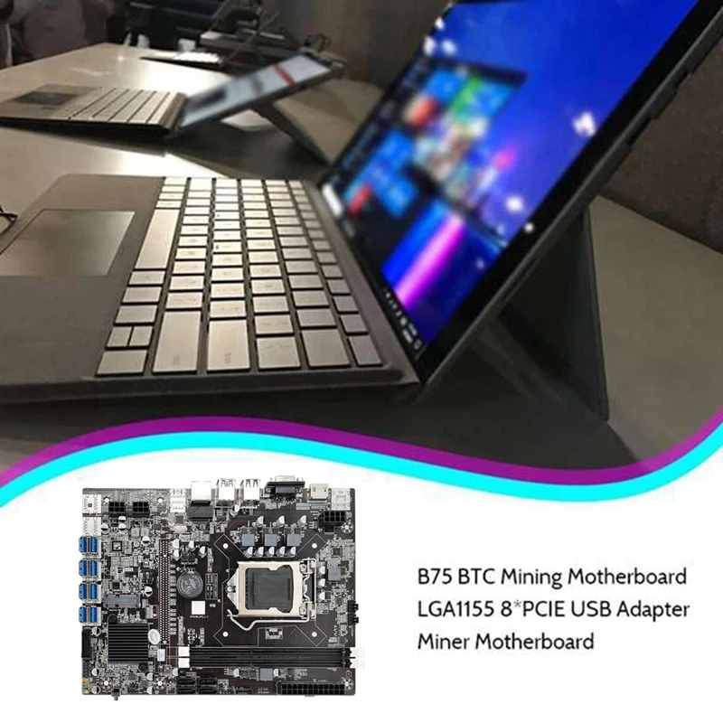 B75 BTC Mining Motherboard LGA1155 8 GPU USB3.0 To PCIE+Cooling Fan+SATA Cable+DDR3 4GB 1600Mhz RAM For Video Card Miner most powerful motherboard