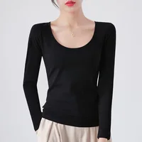 MRMT 2026 Nouveau T-shirt en coton pour femme à manches longues, couleur unie, T-shirts décontractés pour femme, hauts et tee-shirts pour femme 1