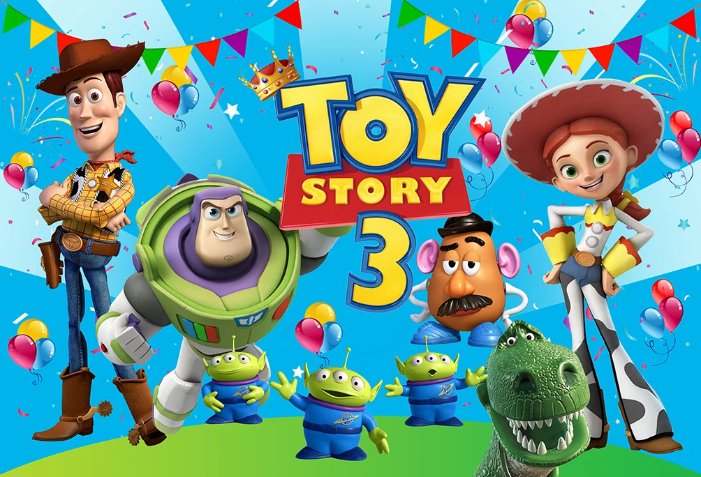 Toy Story Photography Backdrops for Kids Boy Birthday Party Supplies Decor Blue Sky White Clouds Wall Cartoon Photo Background