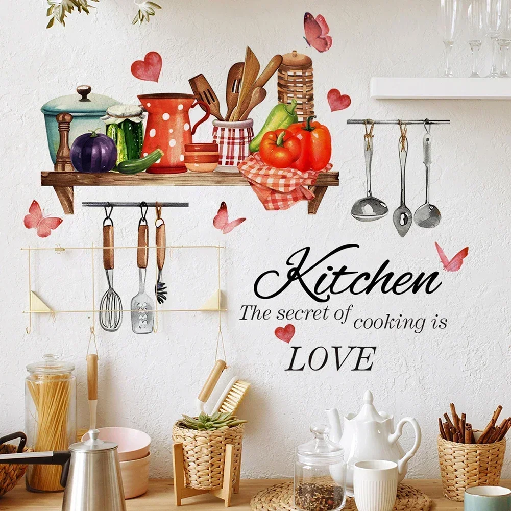 30*90cm English Kitchen Bee Butterfly Cartoon Wall Sticker Classic Background Wall Living Room Kitchen Home Decor Sticker wall stickers self adhesive stickers kitchen wall sticker
