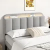 Adjustable Headboard for Full/Queen Size Bed Frame, Linen Fabric Bed Headboard with Storage & RGB LED Light in Modern Vertical 1