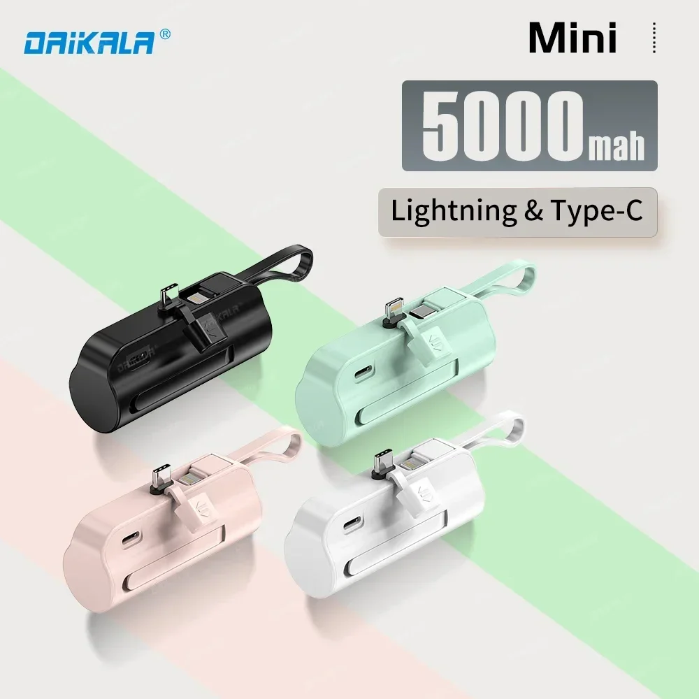 

5000mAh wireless power bank mini capsule fast charging mobile power supply Type-c iPhone emergency external battery