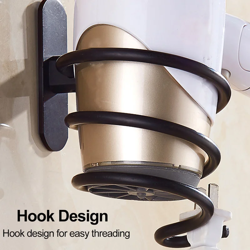 Perforated Space Aluminum Hair Dryer Holder Wall-mounted Household Bathroom Storage Shelf 3