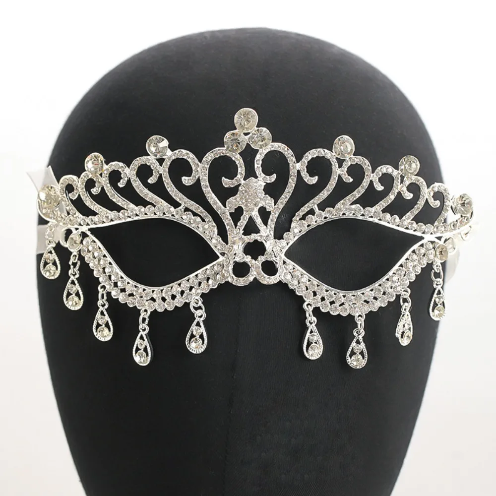 Elegante Legierungs-Maskerademaske Gesichts-Accessoires Strass-Dekoration Strass-Maske Glänzende Kristall-Halbgesichtsmaske Cosplay-Party – Detail 7