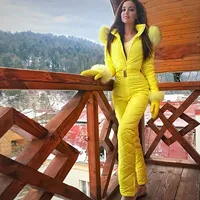 Mode Femmes Ski Wear Veste à capuche Sports Jumpsuit Sports de plein air Zipper Une pièce Loisirs Ski Wear Hiver chaud vêtements de ski 1