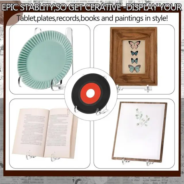 Acrylic Easel Stand Clear Book Holder Tabletop Bracket for Frame Picture Decorative Plate Platter for Home Kitchen School 5