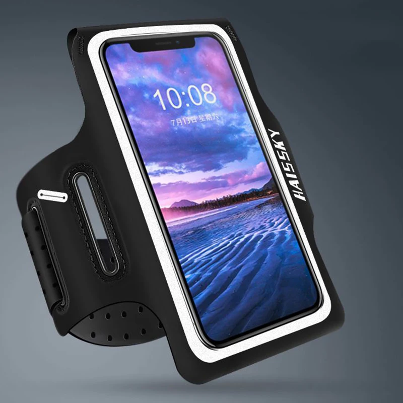 

HAISSKY Ultra-thin Running Sport Armbands Bag For iPhone 14 13 12 11 Pro Max 14 Plus Belt Arm Band Case For Xiaomi Samsung S23