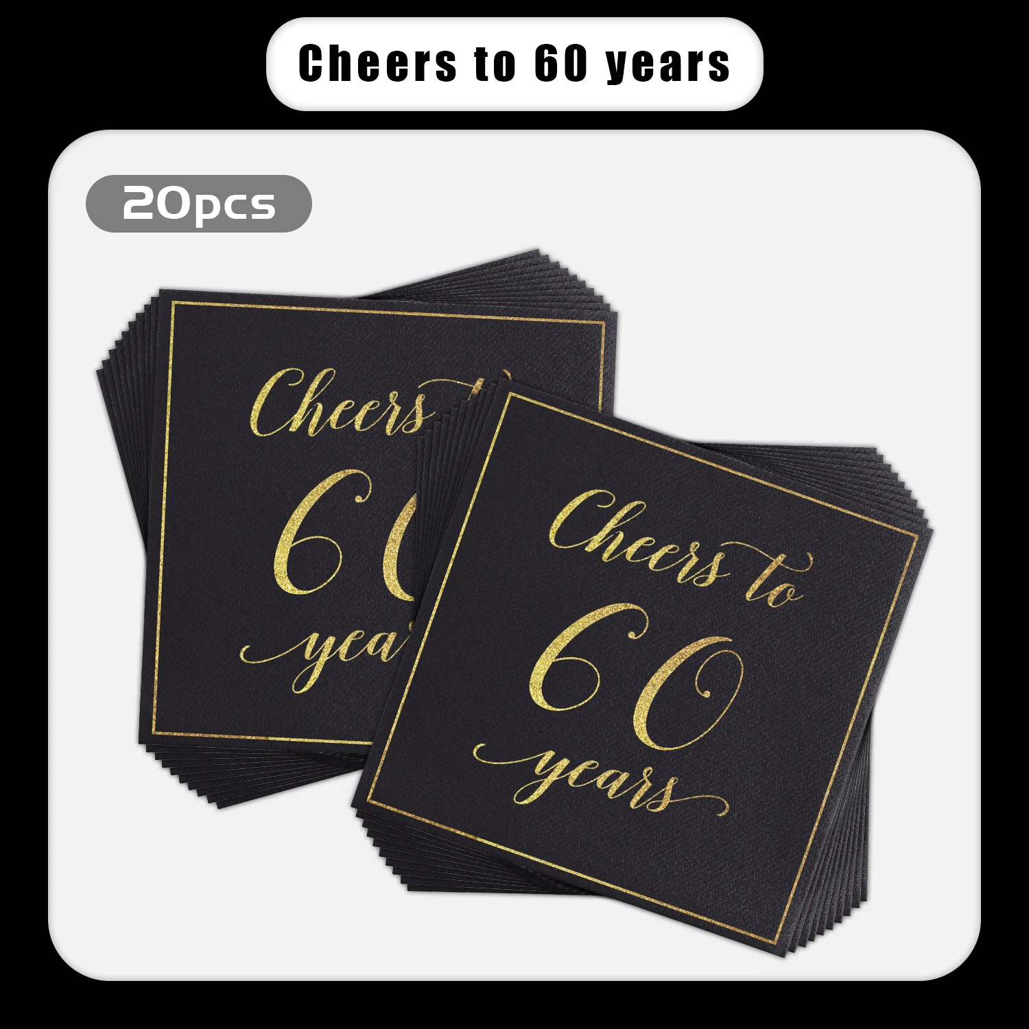 Black Gold Napkins Disposable Party Paper Napkins 30 40 50 60th Birthday Party Supplies Black and Gold Dinner Decorations