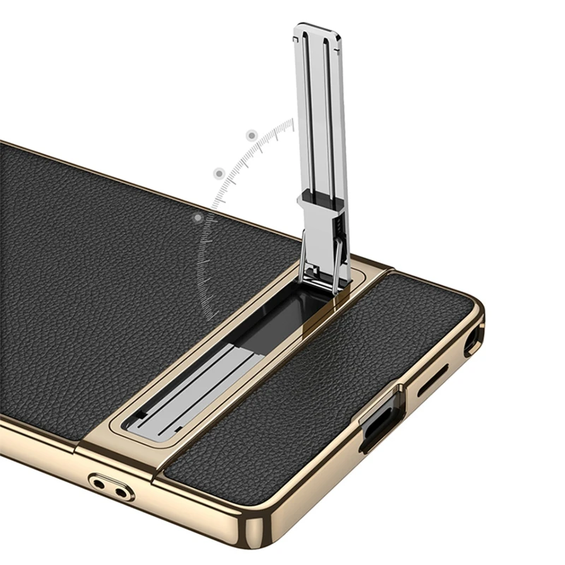 Luxury Electroplated Leather Ultra-Thin Phone Case with Stand and Pen Holder