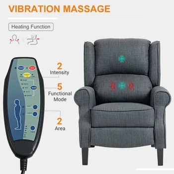 Relaxing Fabric Heated Massage Chair Vibrating Recliner Sofa With Remote Control 4